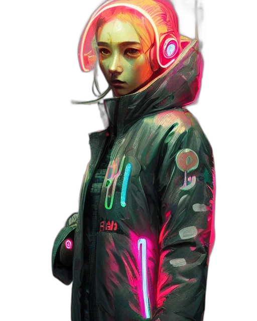 jacket, robot, face, staff transparent PNG cut-out
