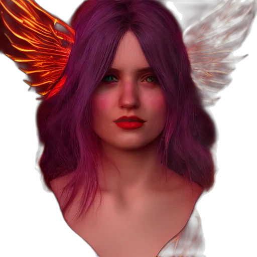 face, fantasy art, photorealistic, concept art, 3d render, red, colorful, dark transparent PNG cut-out