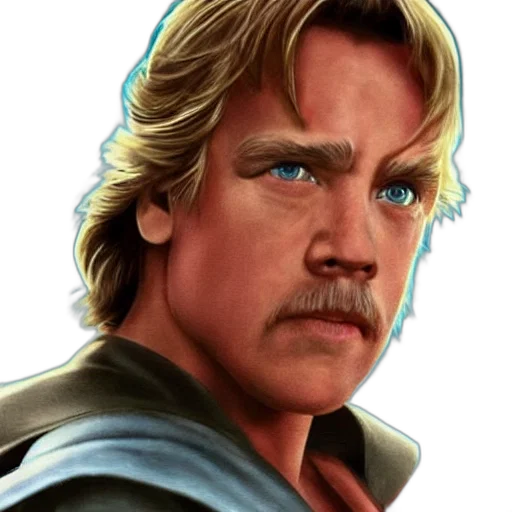 face, staff, photorealistic, comic book art, concept art, fantasy art, luke, skywalker transparent PNG cut-out