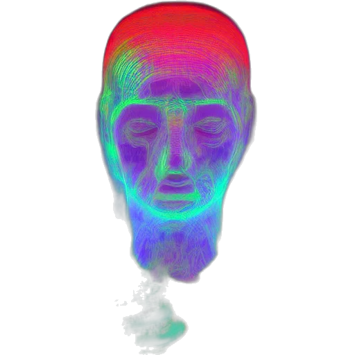 face, mask, robot, crown, vaporwave, 3d render, photorealistic, cyberpunk transparent PNG cut-out