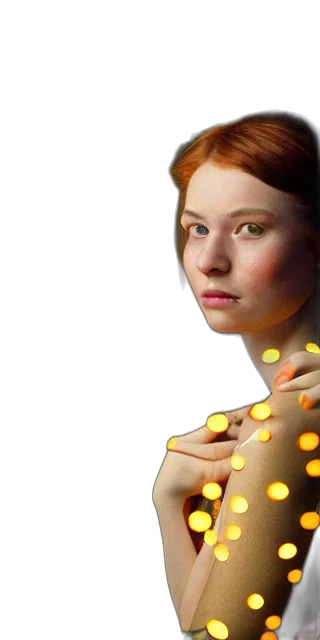 jewelry, photorealistic, 3d render, concept art, amazed, young, woman, surrounded transparent PNG cut-out