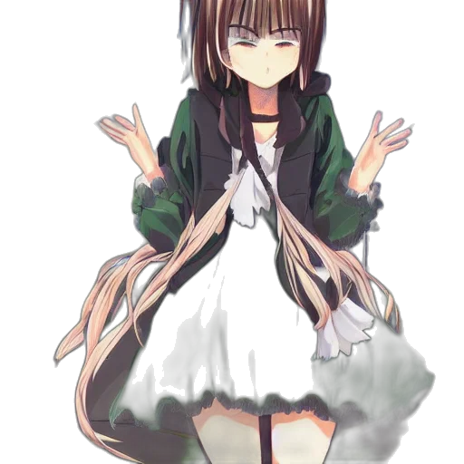 dress, creature, staff, hair, anime, pixel art, concept art, cartoon transparent PNG cut-out