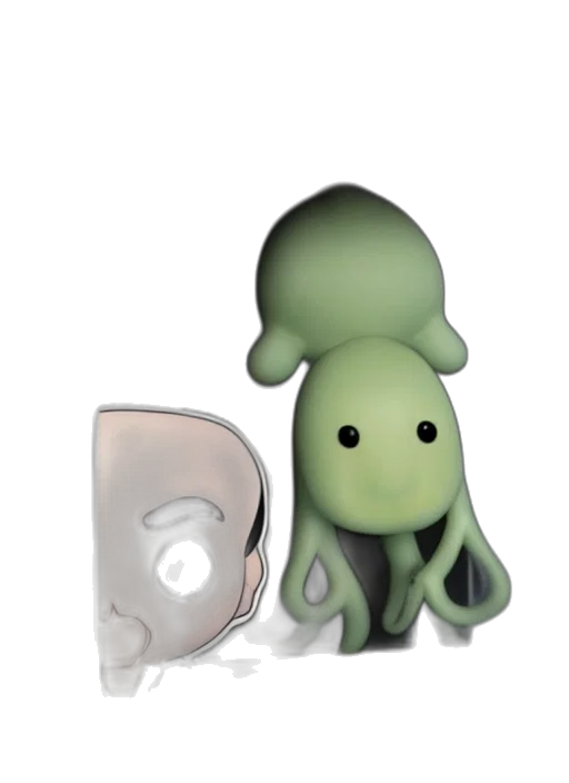 creature, animal, robot, hat, 3d render, concept art, pixel art, fantasy art transparent PNG cut-out