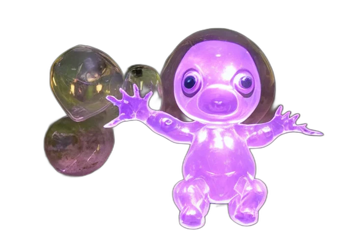 robot, creature, jewelry, 3d render, concept art, vaporwave, outer space, photo transparent PNG cut-out