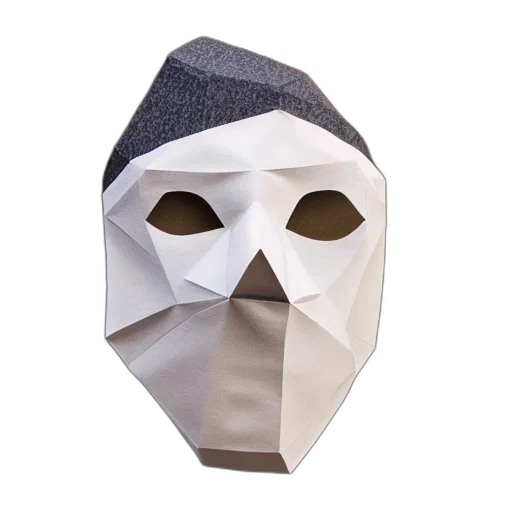 mask, face, hat, jacket, photograph, paper, style, low-polygon transparent PNG cut-out
