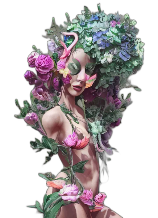 flower, dress, crown, mask transparent PNG cut-out