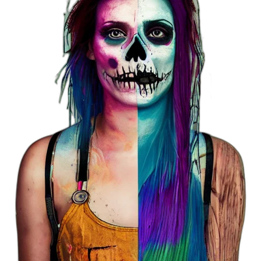 mask, face, hair, dress, photorealistic, concept art, fantasy art, cyberpunk transparent PNG cut-out