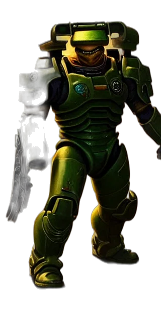 robot, staff, mask, weapon, concept art, 3d render, comic book art, fantasy art transparent PNG cut-out