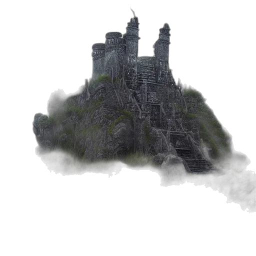 dragon, crown, building, staff, fantasy art, concept art, 3d render, photorealistic transparent PNG cut-out