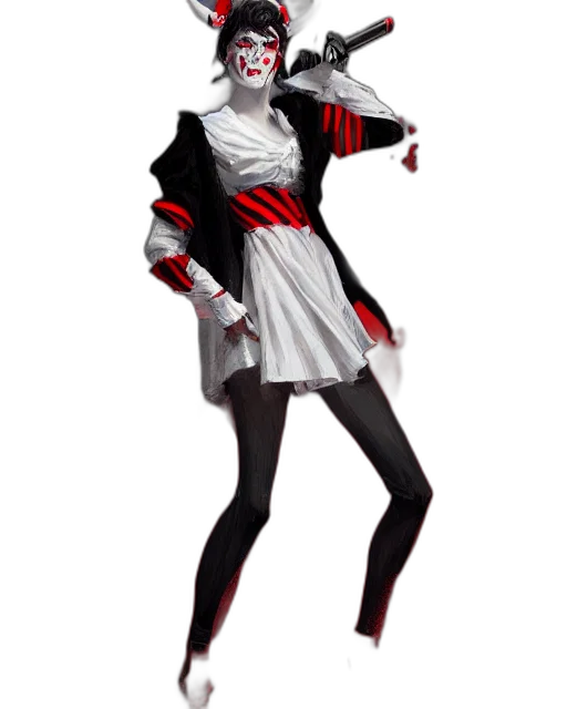 dress, jacket, creature, staff transparent PNG cut-out
