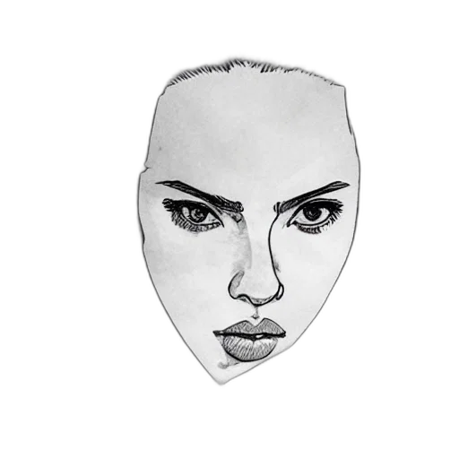 face, mask, jewelry, crown, photorealistic, cartoon, pencil sketch, comic book art transparent PNG cut-out