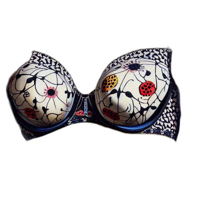 mask, beautiful, painting, bra, decorated, small, skeletons, kusama transparent PNG cut-out