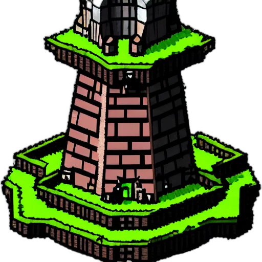 crown, building, hat, pixel art, concept art, 3d render, fantasy art, green transparent PNG cut-out