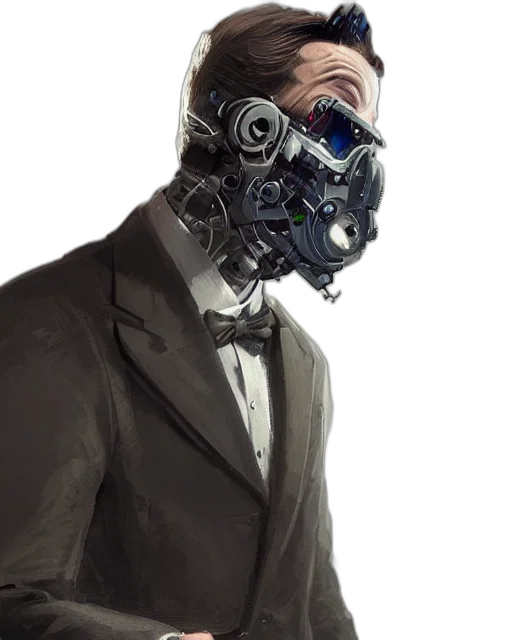 mask, robot, face, cyberpunk, concept art, comic book art, photorealistic, rugged transparent PNG cut-out