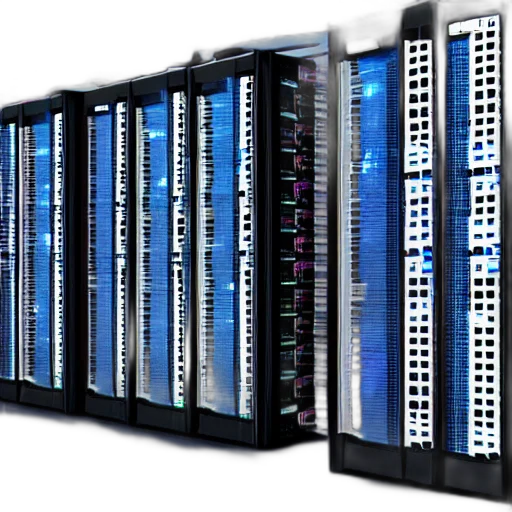 3d render, cyberpunk, style, data, center, web, servers transparent PNG cut-out