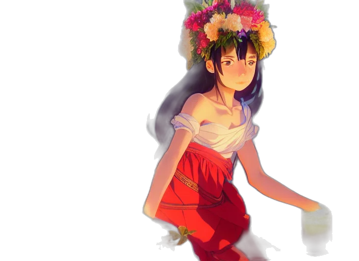 dress, flower, crown, watercolor transparent PNG cut-out
