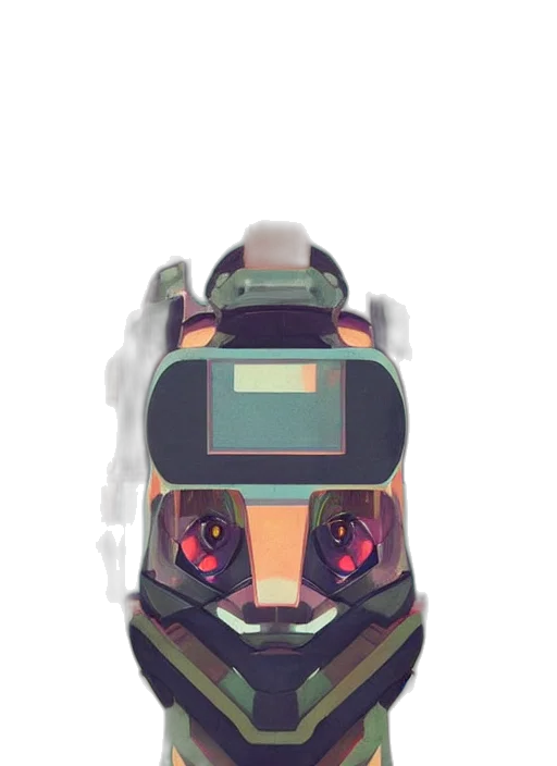 robot, mask, face, animal, cyberpunk, pixel art, concept art, vaporwave transparent PNG cut-out
