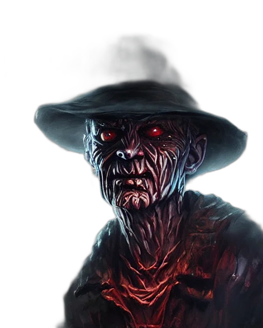 face, creature, hat, mask, concept art, fantasy art, comic book art, photorealistic transparent PNG cut-out