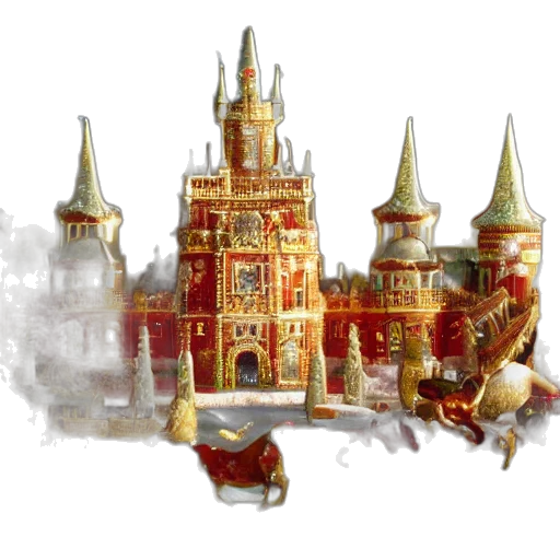 crown, building, concept art, fantasy art, pixel art, 3d render, fog, snow transparent PNG cut-out