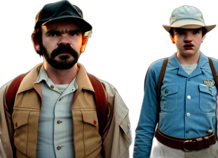 concept art, film, still, jim, hopper, dustin, henderson, stranger transparent PNG cut-out