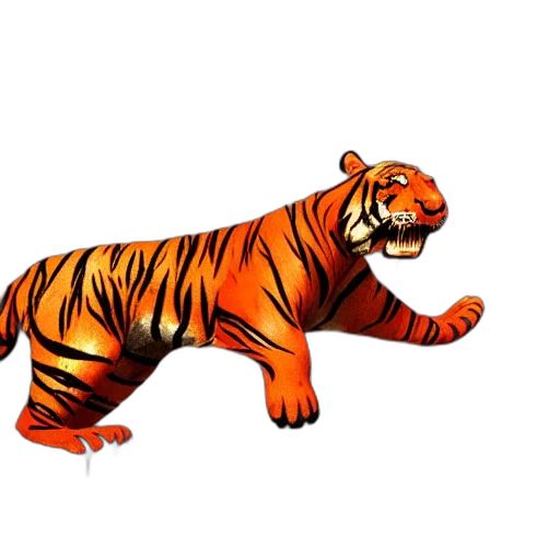 animal, creature, 3d render, concept art, pixel art, photorealistic, tiger, fire transparent PNG cut-out