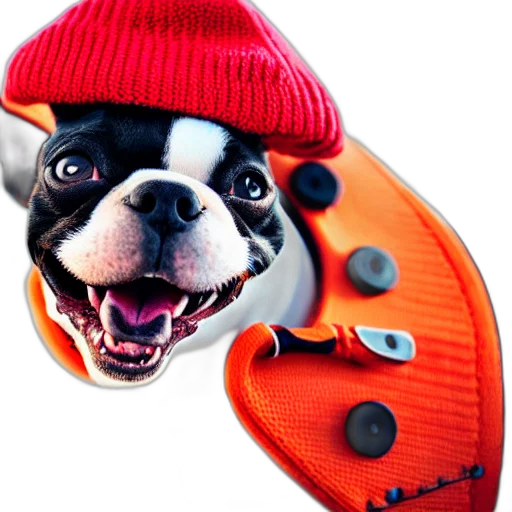 hat, animal, jacket, face, photorealistic, 3d render, closeup, photograph transparent PNG cut-out