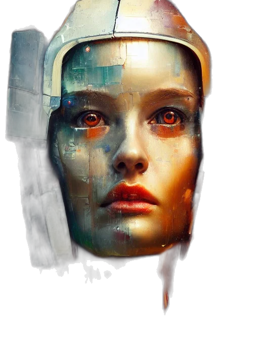 robot, face, mask, cyberpunk transparent PNG cut-out