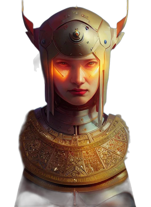 robot, face, crown, staff transparent PNG cut-out