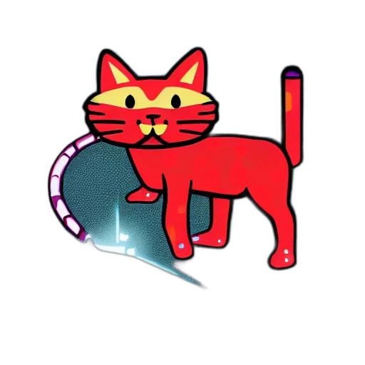 staff, animal, pixel art, vaporwave, concept art, cartoon, red, laser transparent PNG cut-out