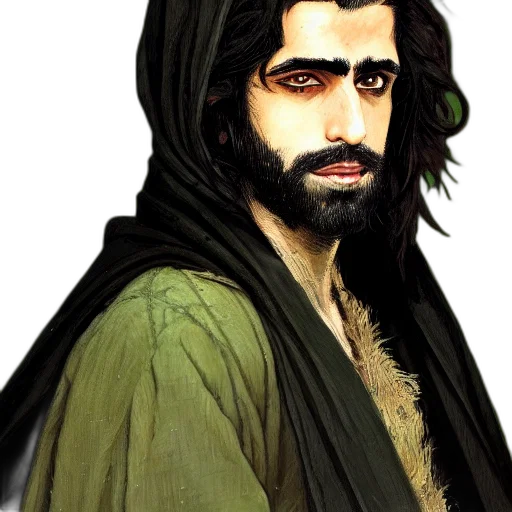 fantasy art, photorealistic, oil painting, comic book art, portrait, painting, middle, eastern transparent PNG cut-out
