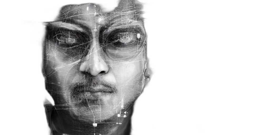 face, mask, photorealistic, pencil sketch transparent PNG cut-out