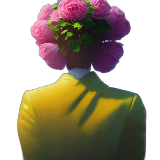 crown, flower, hat, dress, photorealistic, concept art, 3d render, vaporwave transparent PNG cut-out