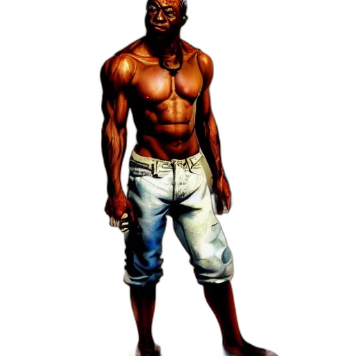comic book art, concept art, photorealistic, cartoon, carl, johnson, gta, san transparent PNG cut-out