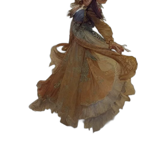 dress, staff, hair, hat, concept art, fantasy art, 3d render, photorealistic transparent PNG cut-out