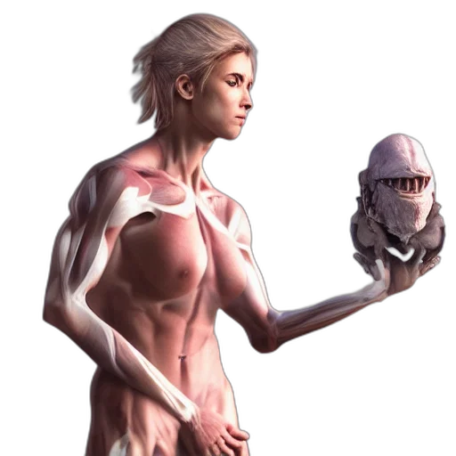 robot, creature, mask, concept art, cyberpunk, fantasy art, 3d render, outer space transparent PNG cut-out