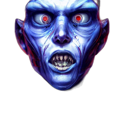 face, mask, creature, robot, concept art, comic book art, fantasy art, watercolor transparent PNG cut-out