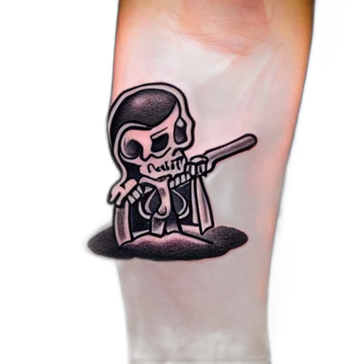 concept art, cartoon, comic book art, cute, grim, reaper, tatoo transparent PNG cut-out