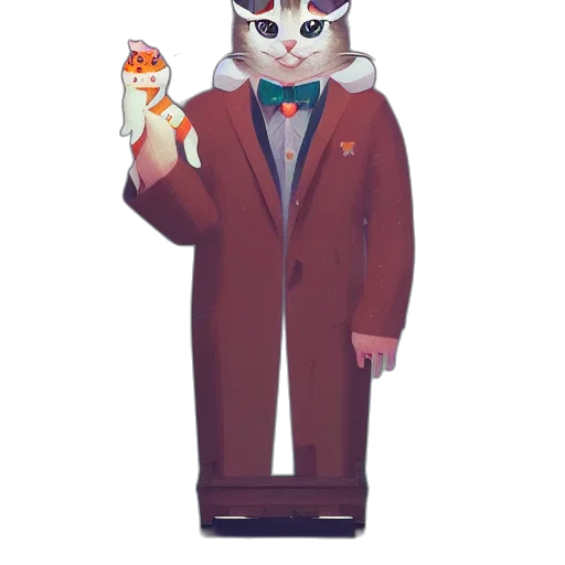 staff, animal, jacket, cartoon, concept art, pixel art, 3d render, cute transparent PNG cut-out