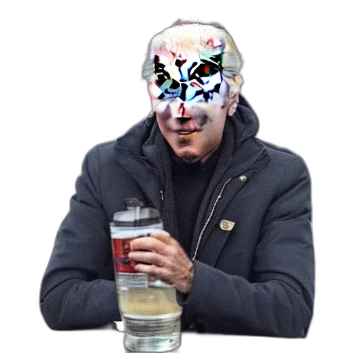 mask, face, jacket, robot, cyberpunk, joe, biden, homeless transparent PNG cut-out