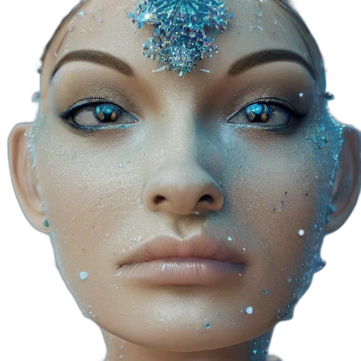 robot, face, jewelry, mask, 3d render, cyberpunk, photorealistic, concept art transparent PNG cut-out