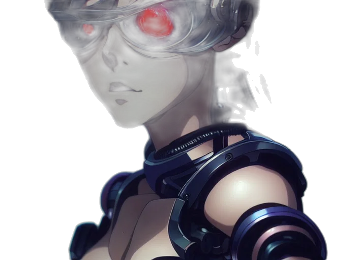 robot, mask, face, weapon, cyberpunk, concept art, anime, fantasy art transparent PNG cut-out