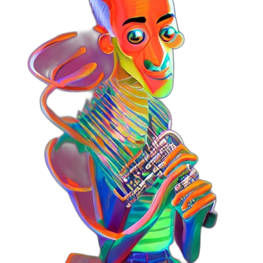 robot, creature, mask, animal, vaporwave, concept art, cartoon, watercolor transparent PNG cut-out