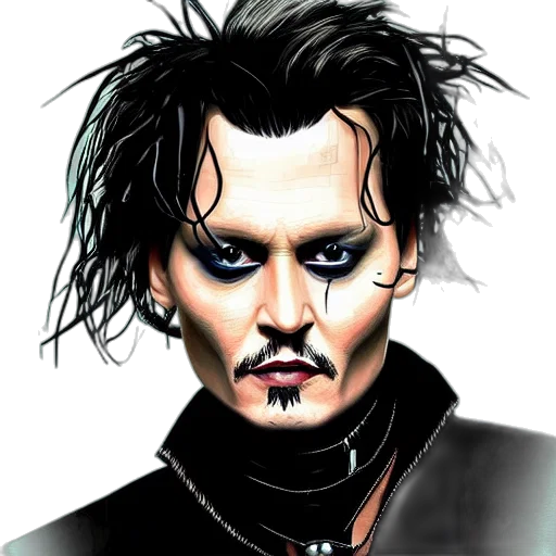 face, comic book art, cartoon, photorealistic, fantasy art, portrait, johnny, depp transparent PNG cut-out
