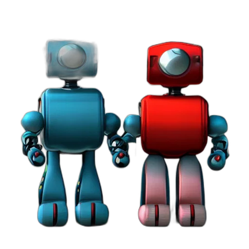 robot, 3d render, concept art, pixel art transparent PNG cut-out