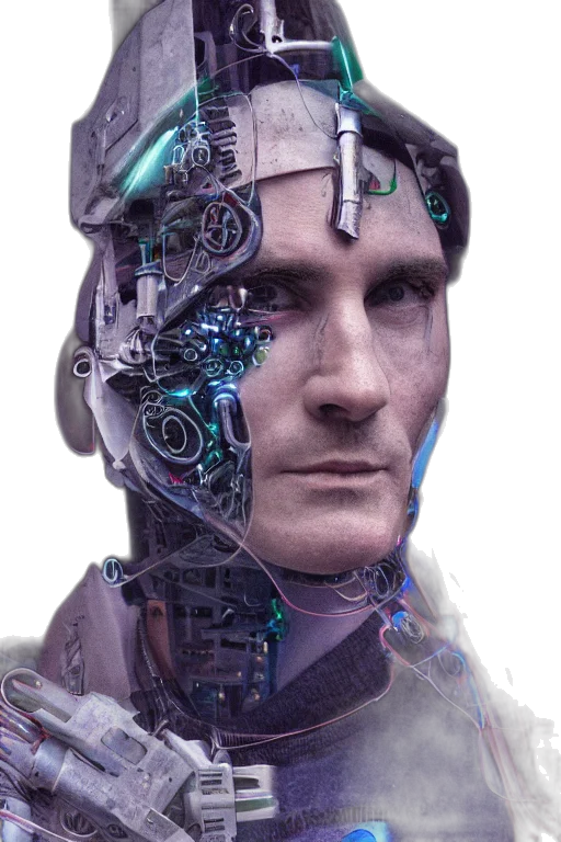 robot, face, mask, creature, cyberpunk, concept art, 3d render, vaporwave transparent PNG cut-out