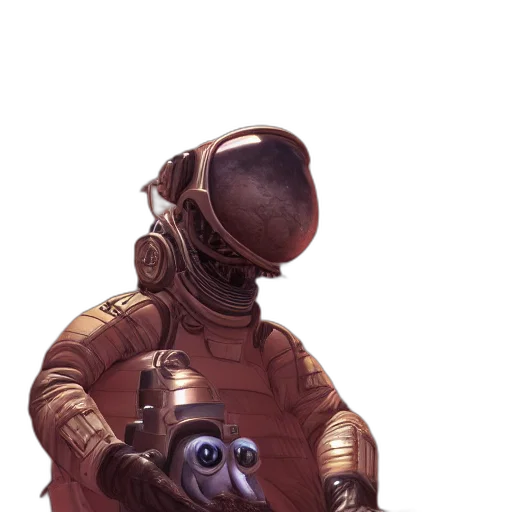 robot, staff, mask, creature transparent PNG cut-out