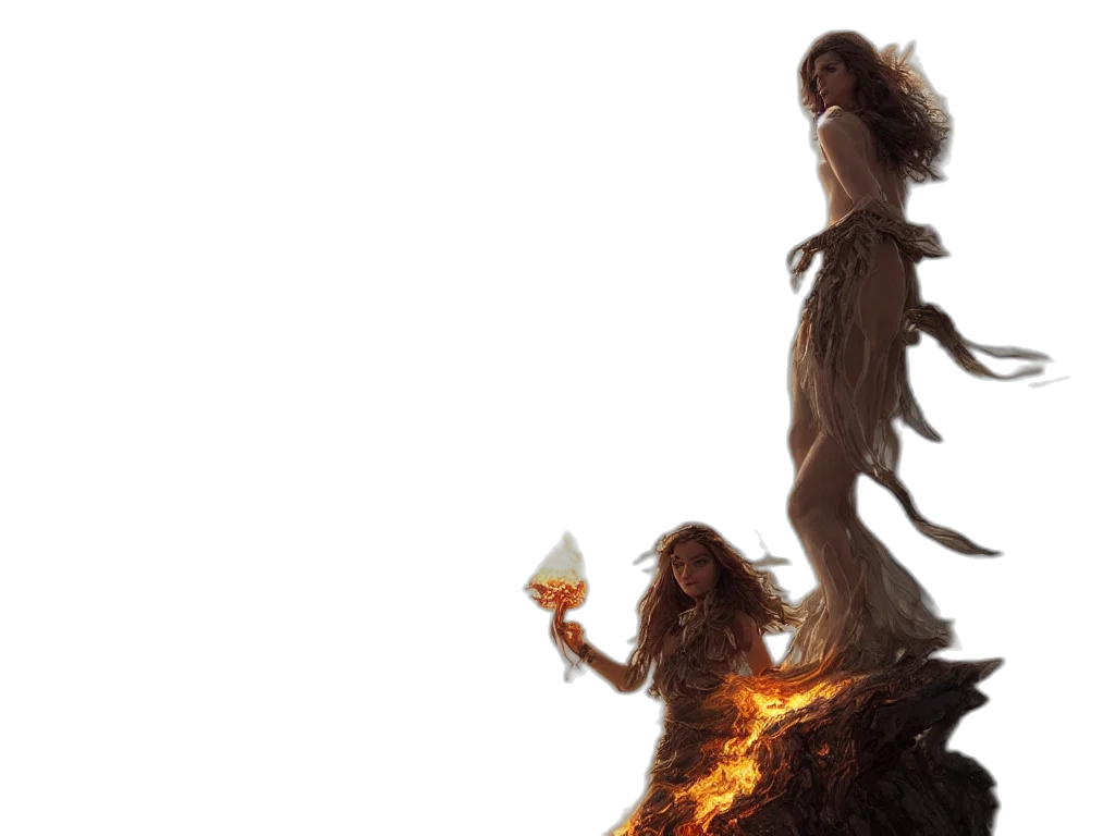 hair, creature, concept art, fantasy art, fire, angel, carries, burning transparent PNG cut-out