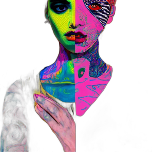 mask, face, robot, dress, cyberpunk, pixel art, vaporwave, photorealistic transparent PNG cut-out