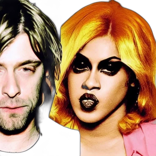 hair, photorealistic, kurt, cobain, fighting, cardi, badly, horrific transparent PNG cut-out