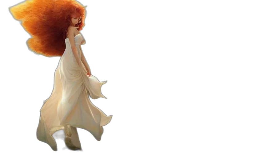 dress, hair, concept art, 3d render transparent PNG cut-out